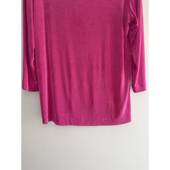 Chicos Travelers Slinky Top Sz 3 16/18 Pink Tunic Stretch Knit 3/4 Sleeve Classy - Picture 6 of 16